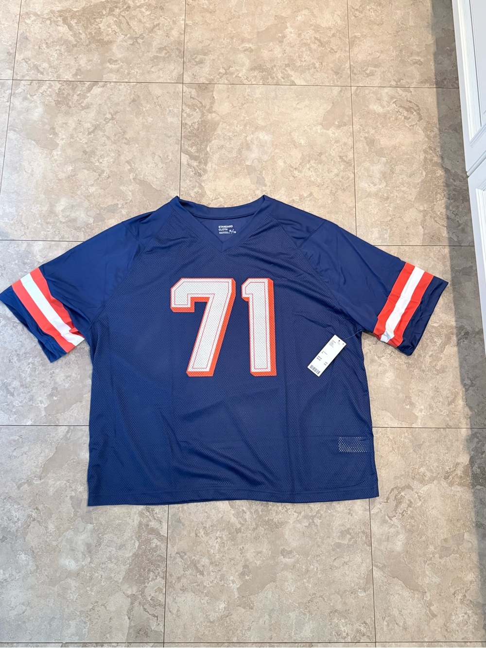 NWT MESH Jersey XL Navy Blue and Orange Number 71 Standard Cloth By Urban
